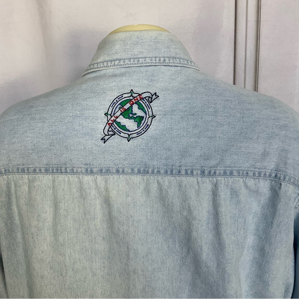 Vintage 90s Hard Rock Cafe Niagara Falls Button Down Long Sleeve Denim Shirt Sm - Picture 6 of 10